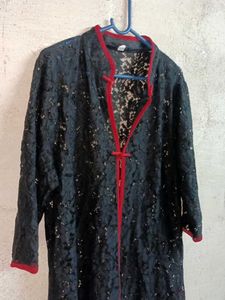 See-through Lace Shrug Top Long Black 🖤