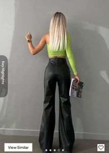 new me lace-Up Flare Faux Leather Pants