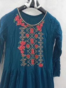 Elegant Teal Embroidered Anarkali Gown