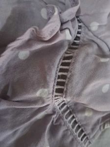 Lilac Polka Dot Button-Up Top