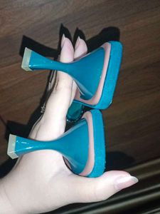 Stunning Teal Embellished Mules