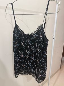 Floral Cami Top with Lace Trim