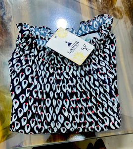 Chic Sleeveless Navy Print Top