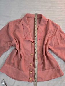 Elegant Peach Collared Blouse