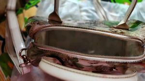 Glossy PolyVinyl material Floral Print Handbag