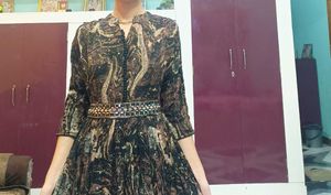 Stylish Abstract Printed Floor-Length Gown