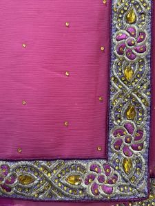 Pink Embellished Saree