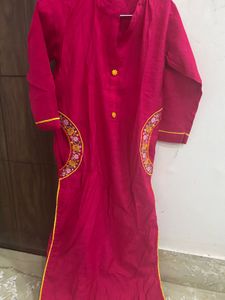 Vibrant Pink Embroidered Kurta