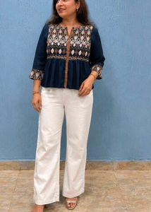 Stylish Navy Blue office top