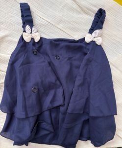 Navy Blue Top with Bow Accent