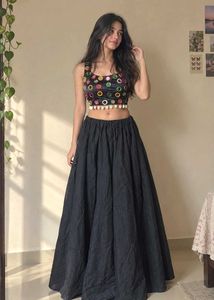 Black Lehenga Choli with Mirror Work