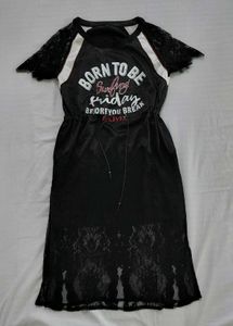 Black Lace Trim Dress