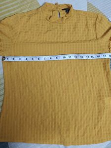 Mustard Yellow Textured Mock Neck Top