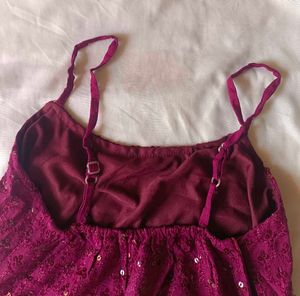 Maroon Sequin Crop Top