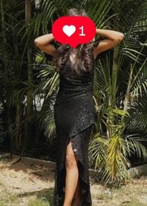Black Sequin Off-Shoulder Gown