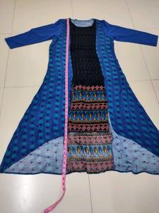 Blue &amp; Black Printed Kurta