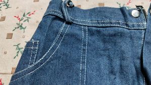 Blue Denim Flare Pants with Pockets