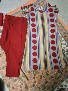 Red Kurti With Chudidar