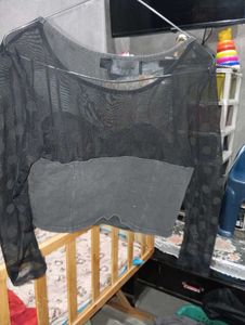 Sheer Polka Dot Long Sleeve Top