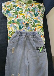 Stylish Boys' Tropical Shirt &amp; Jeans Set