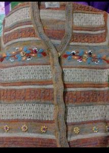 Pure Wool Embroidered Cardigan