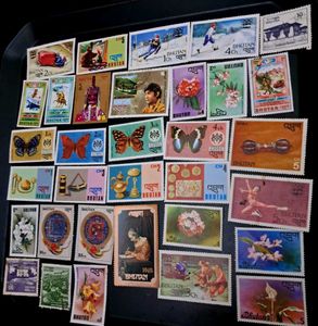 33 vintage Bhutan Stamp Collection