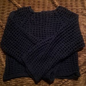 Chic Black Crochet Knit Sweater