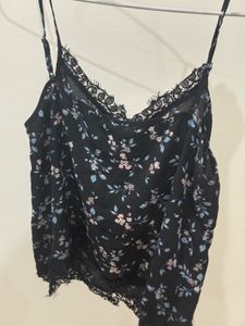 Floral Cami Top with Lace Trim