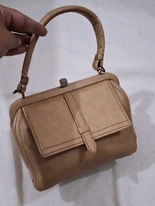 vintage  Tan Leather Clutch Bag