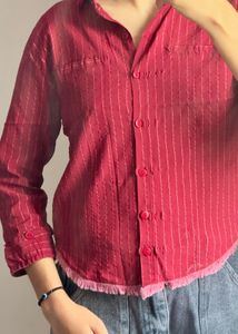 Red Striped Button-Down Shirt