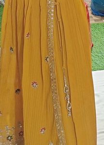 Mustard Yellow Embroidered suit with palazzo