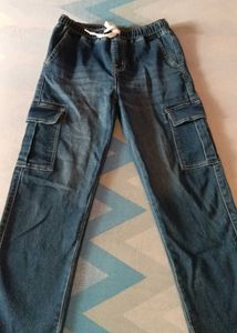 Blue Denim Cargo Jeans