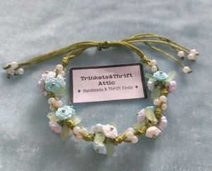 Floral Rose Bead Cord Bracelet