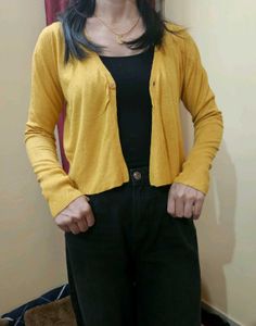 Yellow full sleeved Cardigan