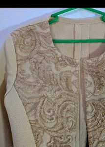 Girls Beige Skirt &amp; Jacket Set