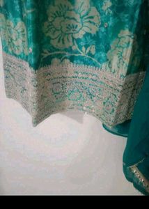 partywear padded Elegant Teal Floral Palazzo Suit
