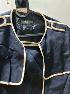 Classic Navy Trench Coat with Cream Trim