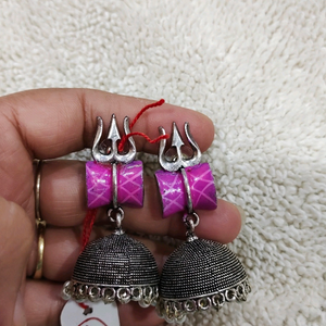 Trishul design oxidised earing