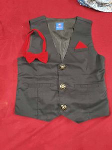 Kids Formal Vest with Bowtie and Pocket Square