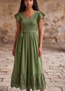 Olive green tiered dress Brand: LOV by Westside
