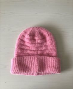 Cute Pink Knit Beanie Hat with Buttons