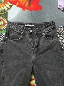 Washed Black Wide Leg Jeans