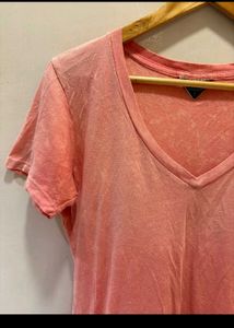 Coral  Ombre V-Neck Tee