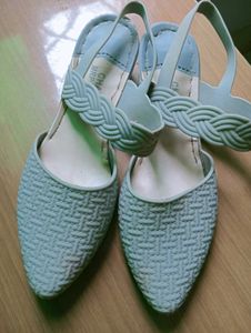 Stylish Light Blue Woven Slingbacks