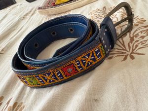Boho Embroidered Leather Belt