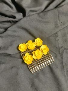 Yellow Flower Hair Combs