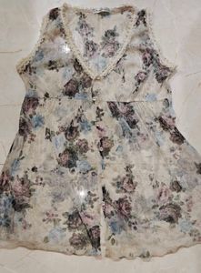 Vintage Floral Rosa Cheri Lace Mesh Vest Top