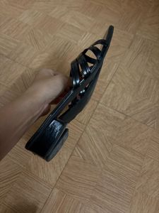 Black Strappy Square Toe Sandals