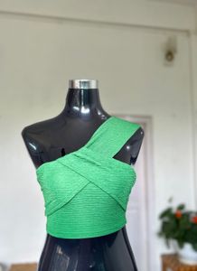Green Criss Cross Crop Top