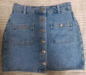 Denim Button-Front Mini Skirt